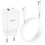 Мережевий зарядний пристрій HOCO N28 PD20W / QC3.0 cable Type-C to Lightning White