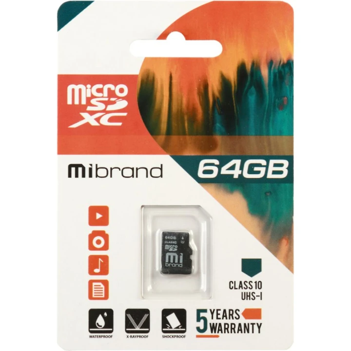 Карта Памяти Mibrand MicroSDXC 64gb UHS-1 10 Class, Black