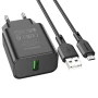 Сетевое Зарядное Устройство Borofone BA72A Spring USB QC3.0 cable USB-MicroUSB, Black