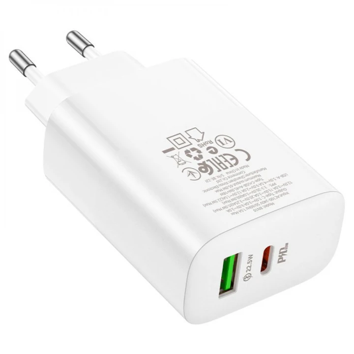 Сетевое Зарядное Устройство Borofone BN10 Sunlight PD65W / QC3.0 3A, White