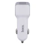 Aвтомобильное зарядное устройство Hoco Z23 2USB cable Lightning 1m, White