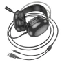 Ігрові дротові навушники Hoco W109 Rich USB 3.5mm з RGB-підсвічуванням 2m, Black