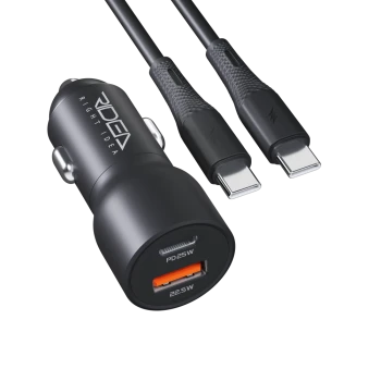 Автомобільний зарядний пристрій Ridea RCC-30114 QPow Type-C / USB cable Type-C to Type-C, Black