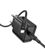 Мережевий зарядний пристрій Borofone BA84A 1USB-C PD / QC 30W / Type-C to Lightning, Black