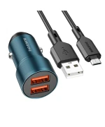 Автомобильное зарядное устройство Borofone BZ19 Wisdom Micro 2.4A 12W 1м, Sapphire blue