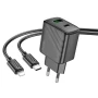 Мережний зарядний пристрій Hoco CS23A USB / USB PD / QC 30W + Type-C to Lightning, Black