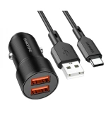 Автомобильное зарядное устройство  Borofone BZ19 Wisdom Type C 12W 2.4A, Black