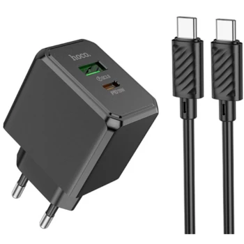 Мережевий зарядний пристрій Hoco CS25A 1USB-C / 1USB PD / QC 20W Type-C to Type-C, Black
