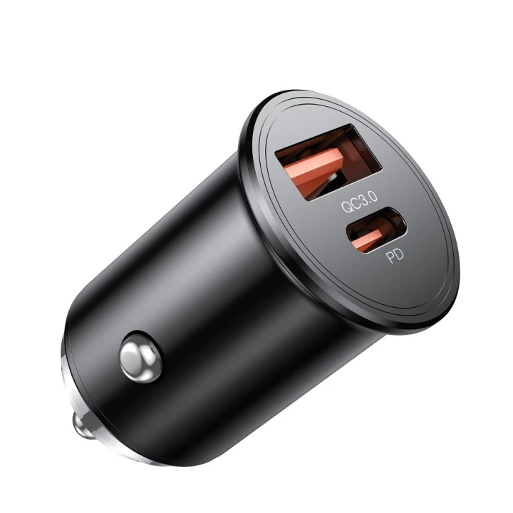 Автомобильное Зарядное Устройство XO CC43 Type-C PD 45W / USB QC3.0 4.5A, Black