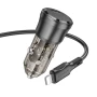 Автомобільний зарядний пристрій Borofone BZ24 QC3.0 / PD20W Type-C to Lightning, Transparent black