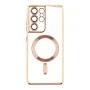 Чехол - накладка TPU Metallic Full Camera with Magsafe для Samsung Galaxy S21 Ultra rose gold