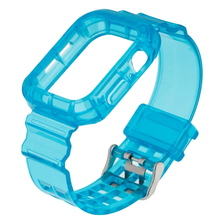Ремешок Color Transparent для Apple Watch 44mm + Protect Case, Sea Blue