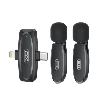 Микрофон петличный беспроводной XO MKF010 Twin Type-C / Lightning 70mAh, Black