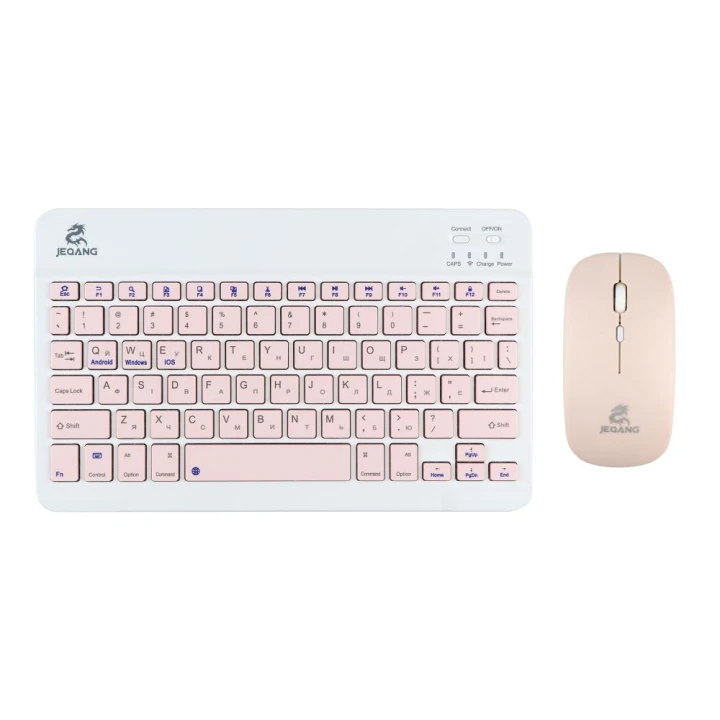 Бездротова Bluetooth Клавіатура та Миша JEQANG JB-350 Bluetooth charging, Pink