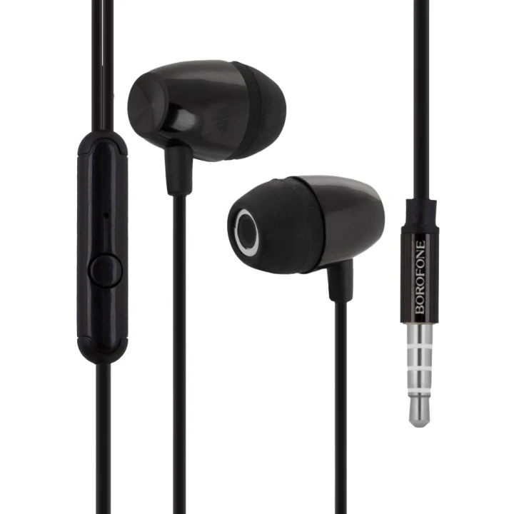 Проводные вакуумные наушники Borofone BM57 Platinum, Black
