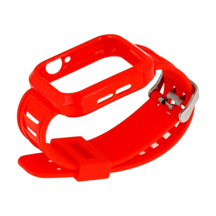 Ремінець Silicone Shine для Apple Watch 44mm + Protect Case, Red