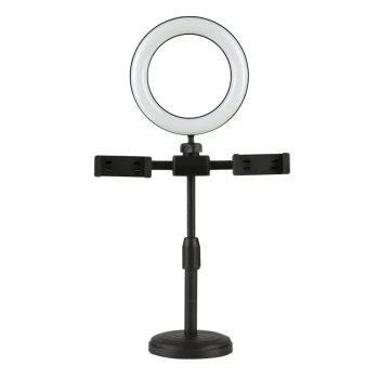 Кольцевая USB лампа с двумя держателями для смартфонов, Black
