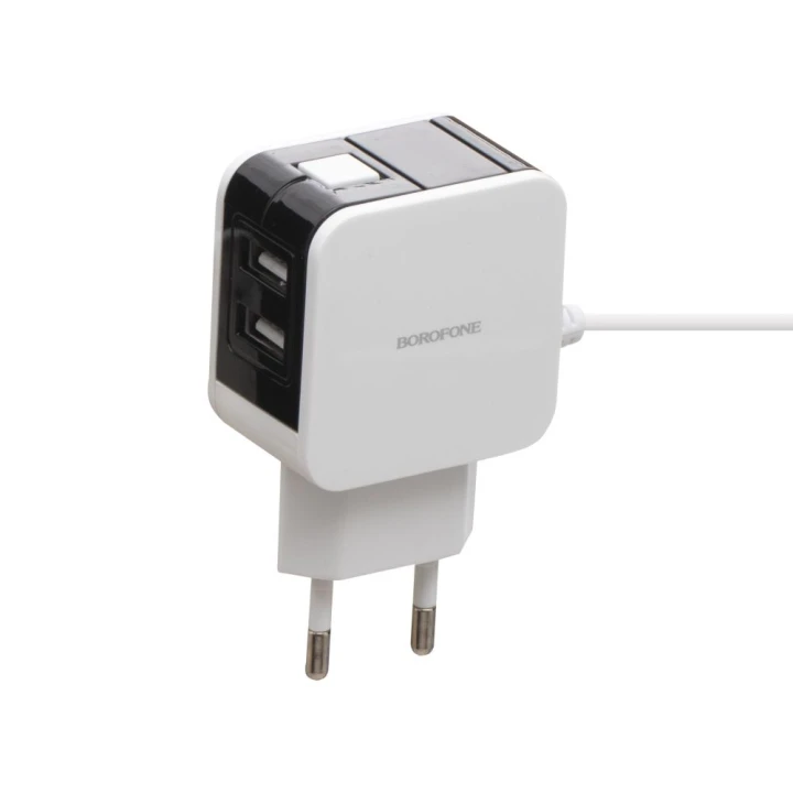 Мережевий зарядний пристрій Borofone BA41A Lightning 2,4A, White
