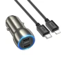 Автомобільний зарядний пристрій Hoco Z48 Tough 40W (2C) Type-C to Lightning, Metallic gray