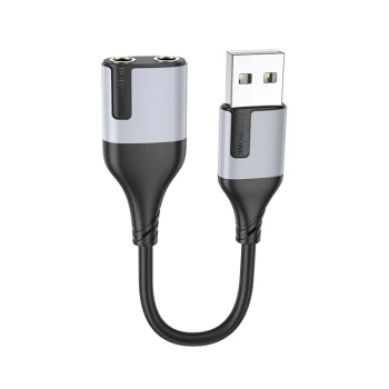 Перехідник Borofone BV19 Creator 2-in-1 USB to 3.5mm, Black