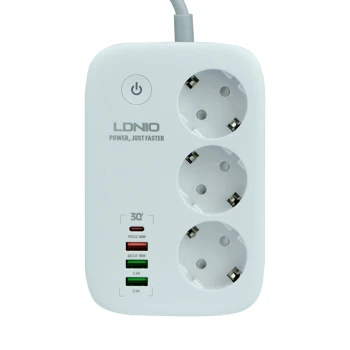 Мережевий Подовжувач LDNIO SEW3452 3 ports/PD/3USB/1 QC 3.0/1 Type-C/WiFi, White