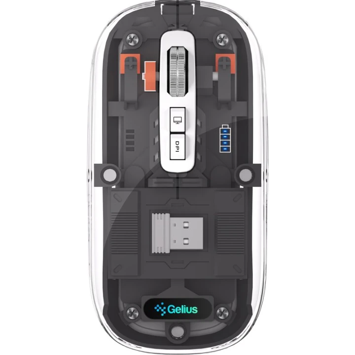 Беспроводная Bluetooth мышь Gelius Aura GP-WM001 Бесшумная, Transparent-Grey