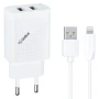 Сетевое зарядное устройство Gelius Pro Vogue GP-HC011 2USB 2.4A cable Lightning, White