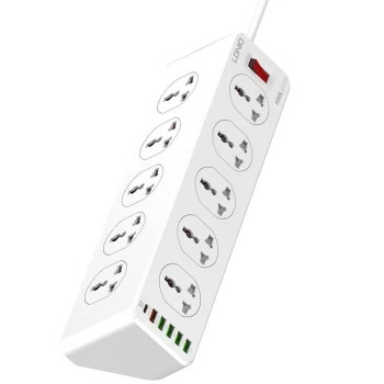 Подовжувач мережевий LDNIO SC10610 5 USB, 1 Type-C 10 розеток 2 м, White