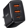 Сетевое зарядное устройство Baseus Compact CCXJ-E01 2USB QC 3.0 Type-C 30W, Black