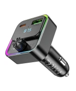 Автомобільний зарядний пристрій з FM модулятором Hoco E81 QC3.0 PD30W, Black