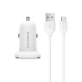 Автомобільний зарядний пристрій Borofone BZ12 2USB 2.4A кабель microUSB 2.4A, White