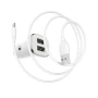 Автомобільний зарядний пристрій Borofone BZ12 2USB 2.4A кабель microUSB 2.4A, White