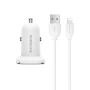 Автомобільний зарядний пристрій Borofone BZ12 2USB 2.4A кабель Lightning 2.4A, White