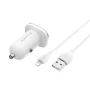 Автомобільний зарядний пристрій Borofone BZ12 2USB 2.4A кабель Lightning 2.4A, White