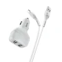 Aвтомобильное зарядное устройство Hoco Z36 2 USB 2,4А Lightning 1м белый
