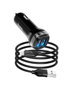 Автомобільний зарядний пристрій Hoco Z40 Superior 2USB 2.4A кабель microUSB, Black