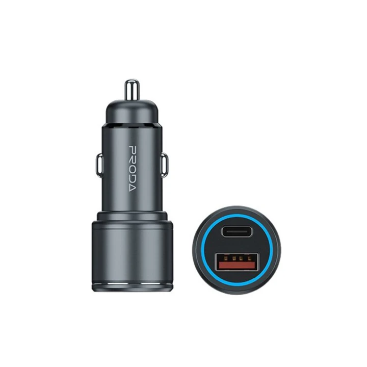 Автомобільний зарядний пристрій Proda PD-C32 PD 18W / 20W 1USB / Type-C 3A, Grey