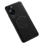 Кожаный чехол - накладка Leather Hybrid Case для Huawei P60 / P60 Pro с металлической вставкой черный