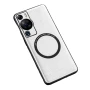 Кожаный чехол - накладка Leather Hybrid Case для Huawei P60 / P60 Pro с металлической вставкой черный