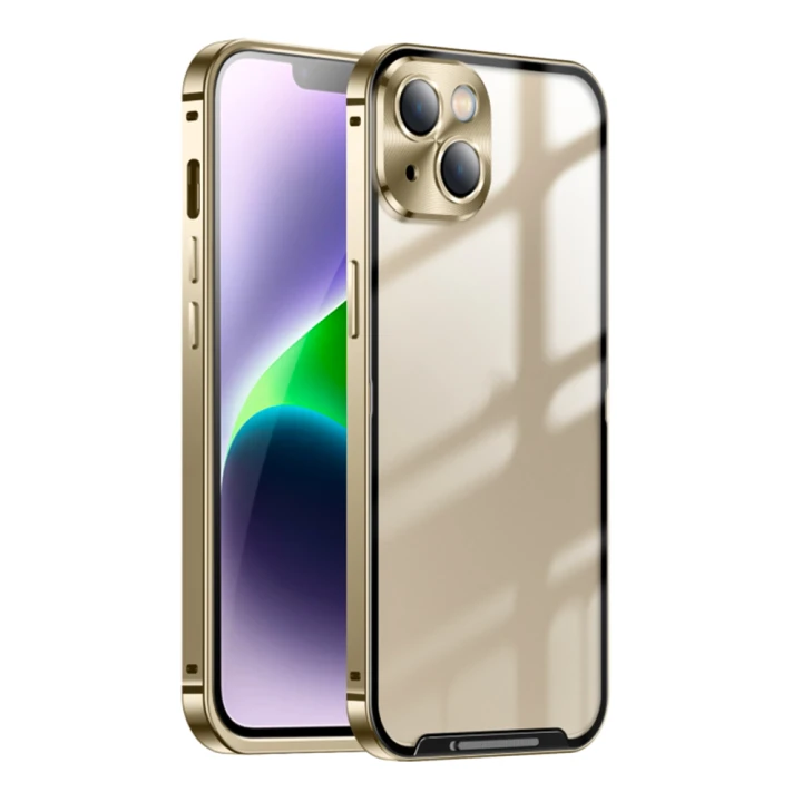 Чохол накладка Metal Glass для iPhone 15 Plus із додатковим захистом на камеру
