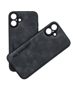 Шкіряний чохол - накладка X&E для iPhone 16 Plus з металевою вставкою
