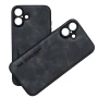 Шкіряний чохол - накладка X&E для iPhone 16 Plus з металевою вставкою чорний