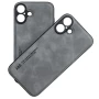 Шкіряний чохол - накладка X&E для iPhone 16 Plus з металевою вставкою чорний