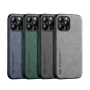 Кожаный чехол - накладка X&E для iPhone 16 Pro Max с металлической вставкой черный