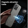 Кожаный чехол - накладка X&E для iPhone 16 Pro Max с металлической вставкой черный