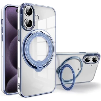 Силіконовий чохол накладка Clear Case для iPhone 16 Plus​​ з металевим кільцем - тримачем