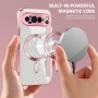 Чехол книжка Lingge Glass для Google Pixel 9 Pro с магнитным кольцом розовый
