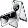 Магнитный чехол Metal Glass 360 для Honor Magic 6 Pro с защитой экрана и камеры серебряный