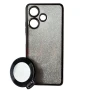 Силиконовый чехол накладка Glitter Case для Infinix Hot 30 с металлическим кольцом-зеркалом в комплекте черный