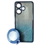 Силиконовый чехол накладка Glitter Case для Infinix Hot 30 с металлическим кольцом-зеркалом в комплекте черный